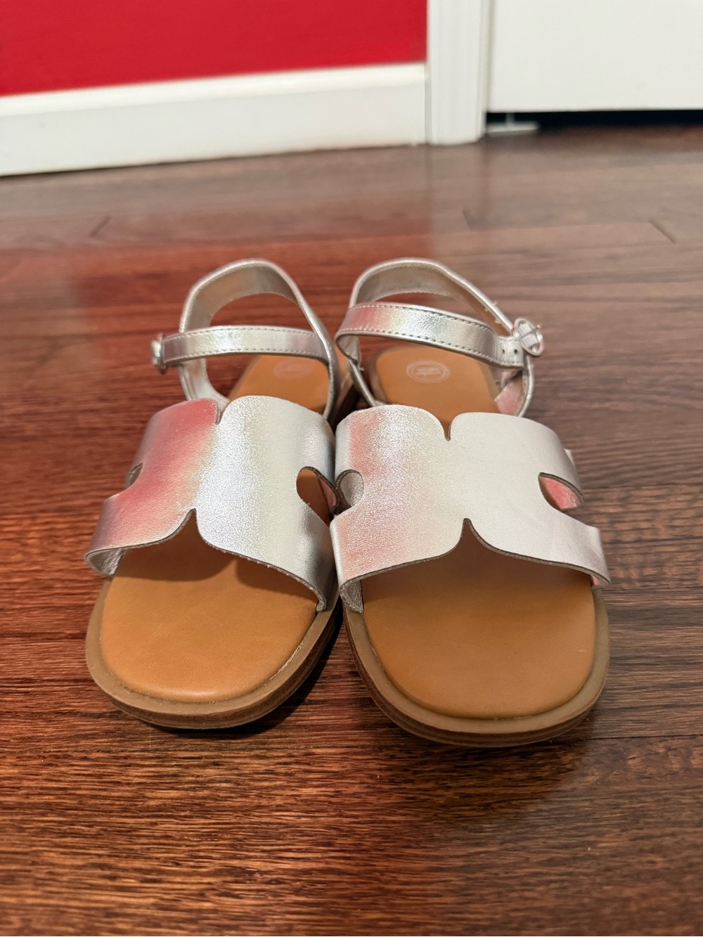 Girls Metallic Silver Ankle-Strap Sandals - Comfortable Everyday Style